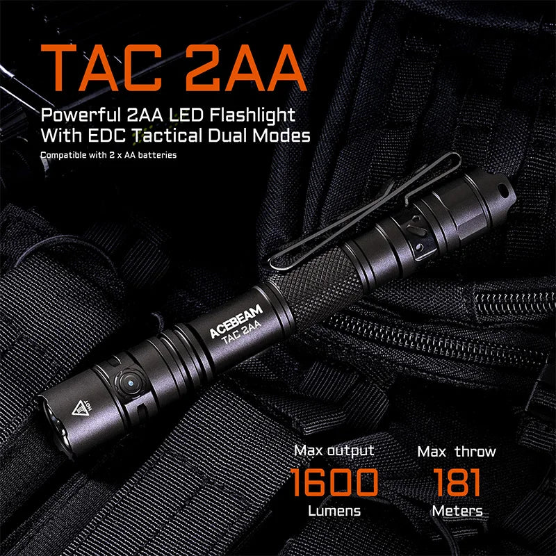 ACEBEAM TAC 2AA LED flashlight 1600 lumen