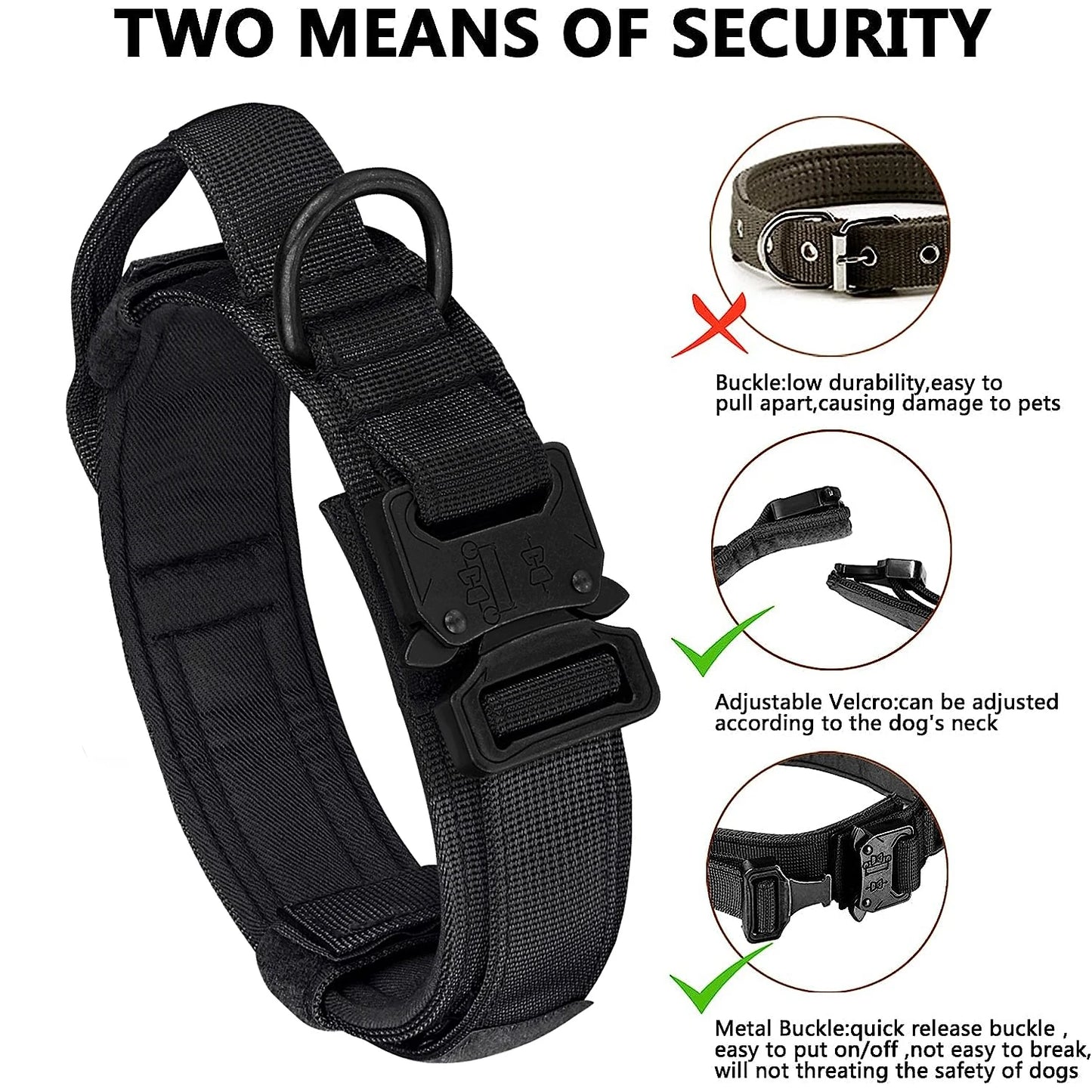 Heavy-Duty Military Tactical Dog Collar & Leash