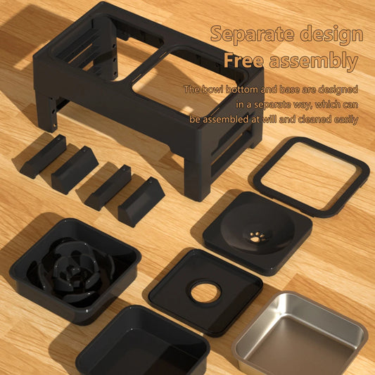 Stainless Steel Slow Feed Bowls Adjustable Height