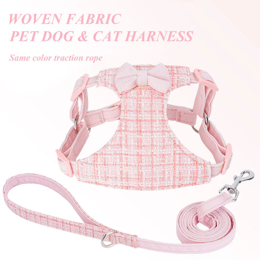 Colorful woven fabric, adjustable dog harness & leash