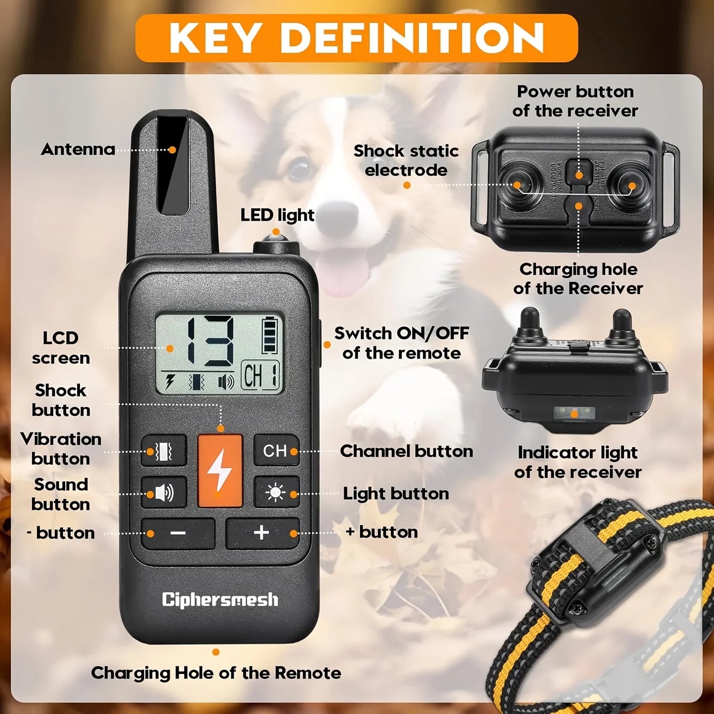 Anti Barking Shock Vibration Collar /Clicker