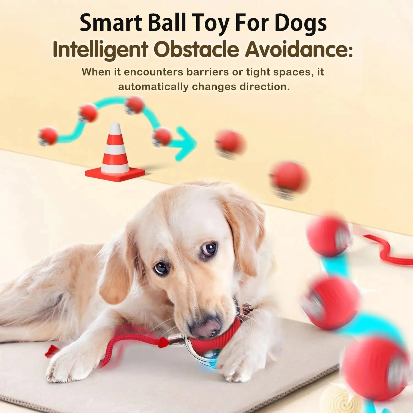 Interactive Ball,Automatic Rolling Dog Ball Rechargeable,Smart