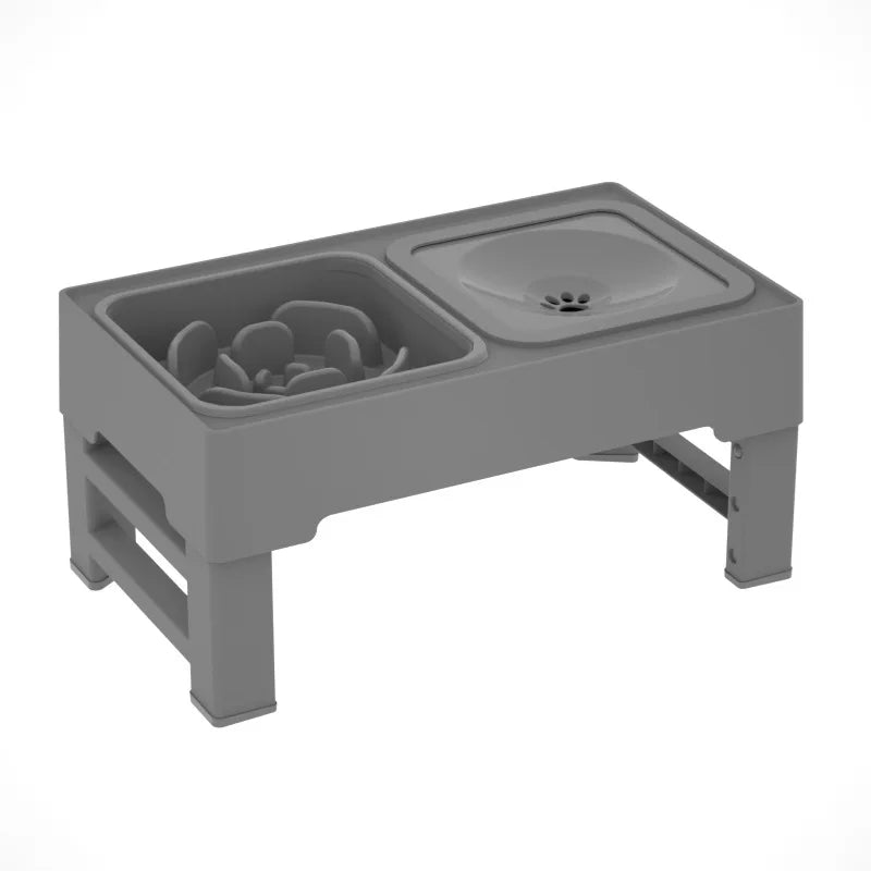 Stainless Steel Slow Feed Bowls Adjustable Height