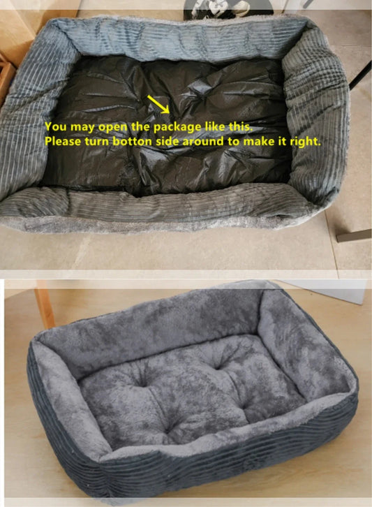 Plush Calming Square Dog Bed