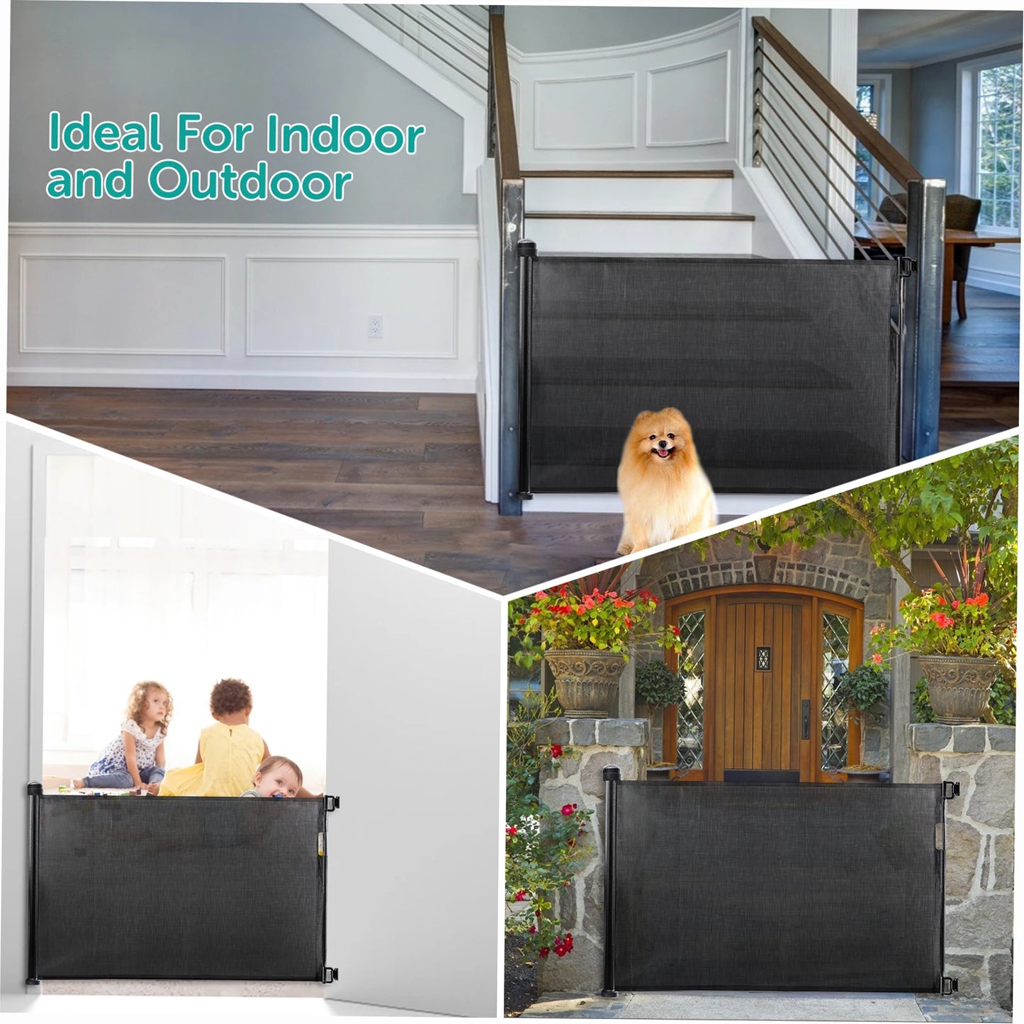 Dog Mesh Fence Retractable Baby Safety Gate