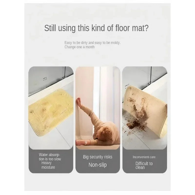 Super absorbent floor mat for bathroom