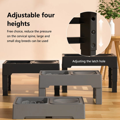 Stainless Steel Slow Feed Bowls Adjustable Height
