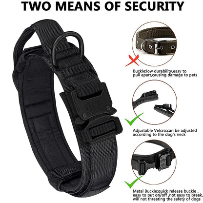 Heavy-Duty Military Tactical Dog Collar & Leash