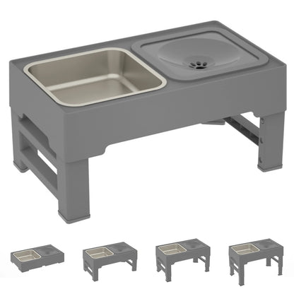 Stainless Steel Slow Feed Bowls Adjustable Height