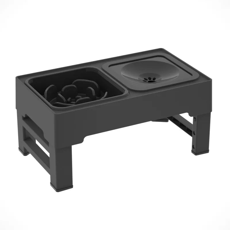 Stainless Steel Slow Feed Bowls Adjustable Height