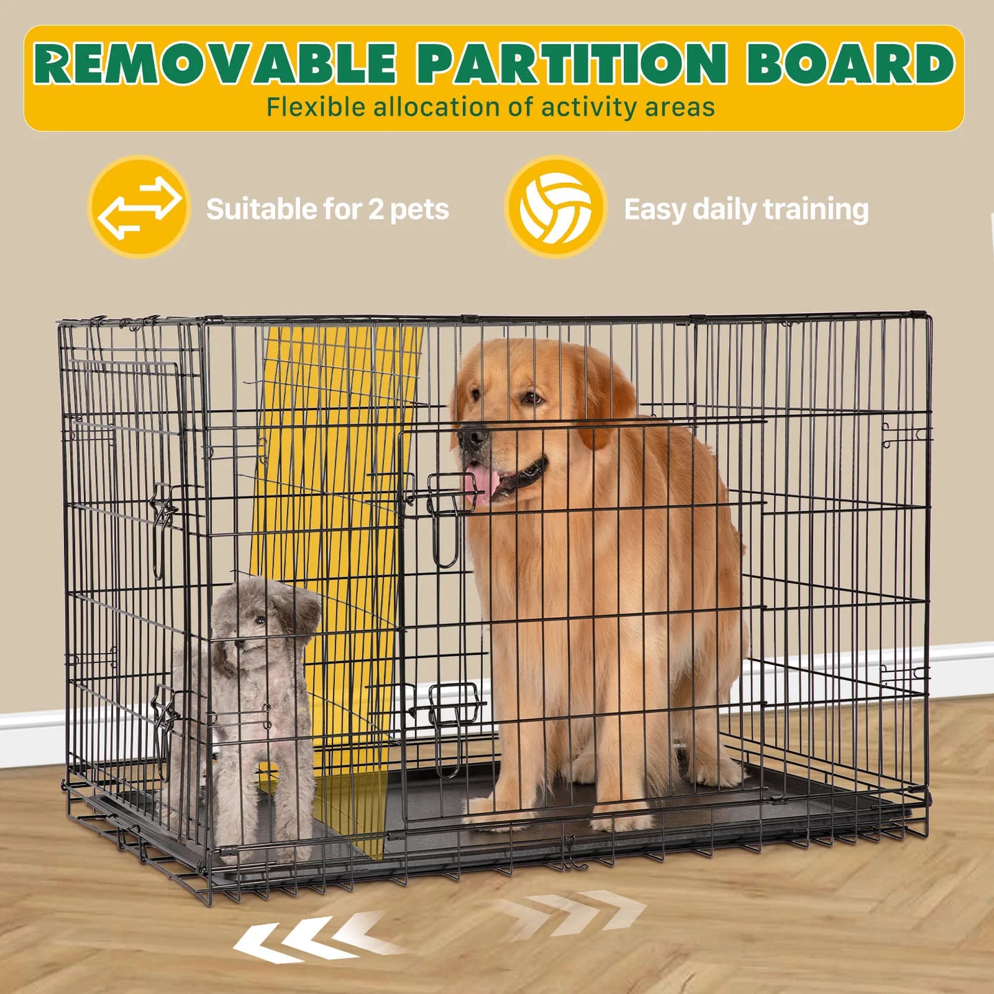 Double Door Folding Metal Wire Dog Cage