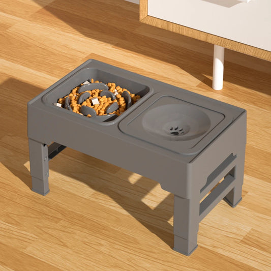 Stainless Steel Slow Feed Bowls Adjustable Height