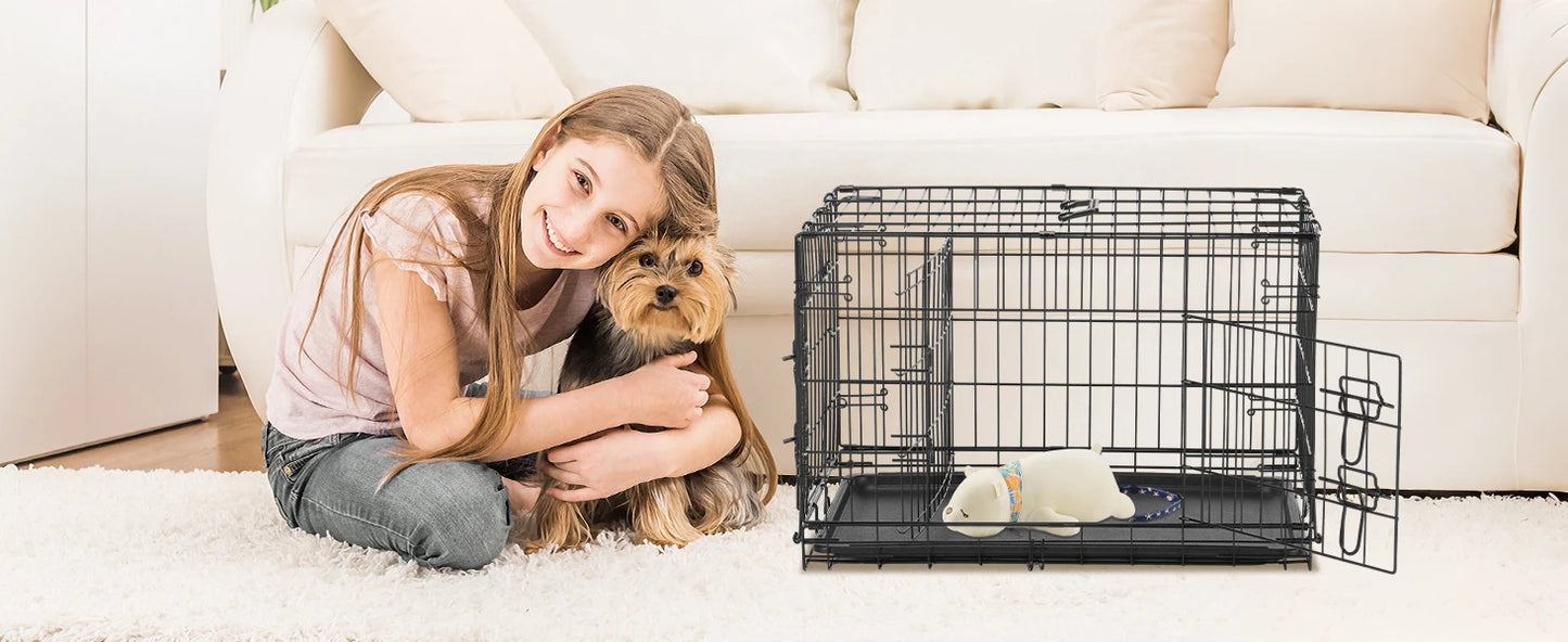 Double Door Folding Metal Wire Dog Cage