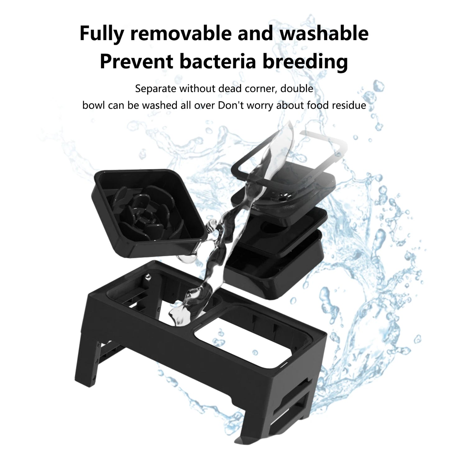 Stainless Steel Slow Feed Bowls Adjustable Height