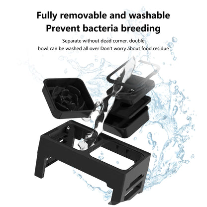 Stainless Steel Slow Feed Bowls Adjustable Height