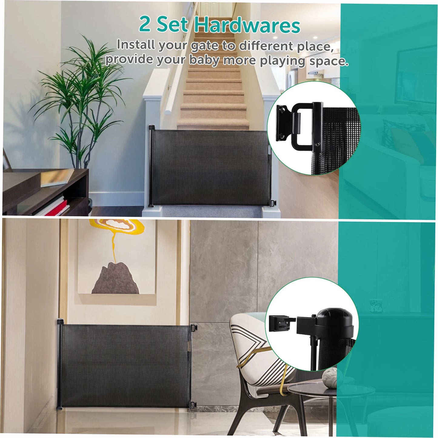 Dog Mesh Fence Retractable Baby Safety Gate