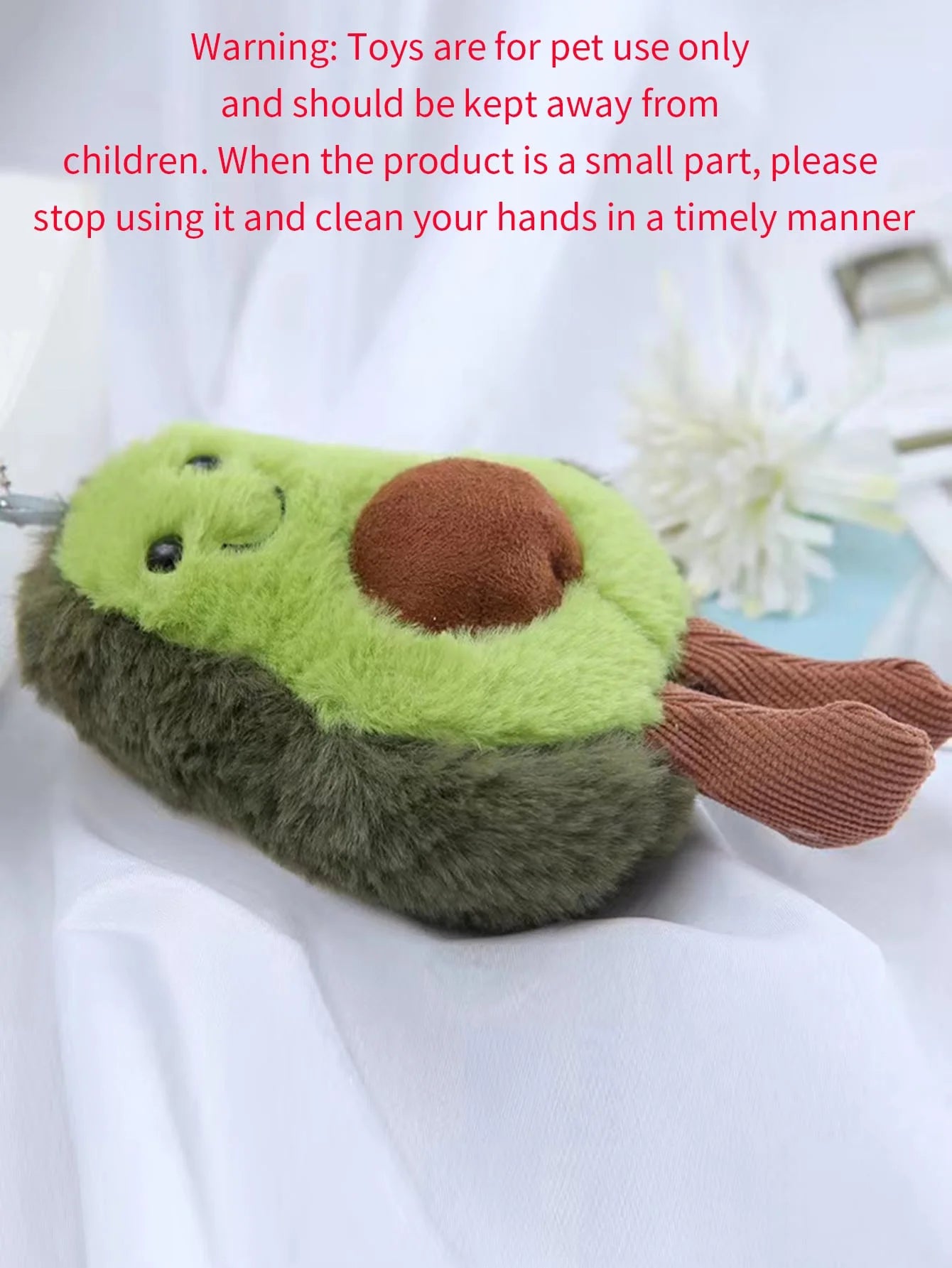 A cute avocado pet plush toy