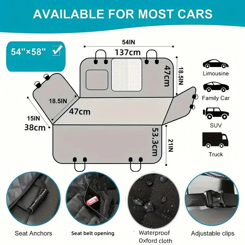 Dog Car Seat Cover Waterproof Scratch Proof Nonslip