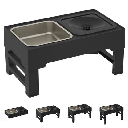 Stainless Steel Slow Feed Bowls Adjustable Height