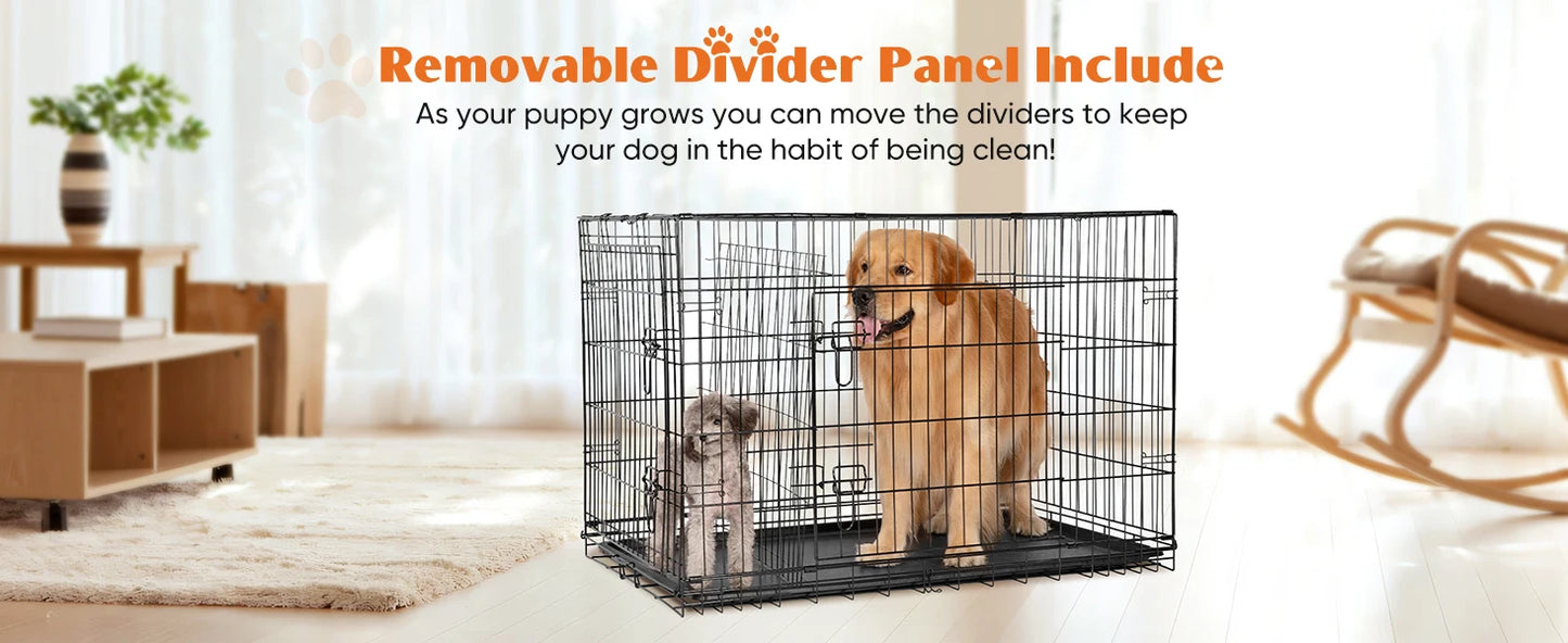 Double Door Folding Metal Wire Dog Cage