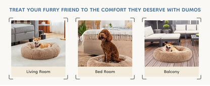 Calming Round Fluffy Plush Faux Fur Dog Bed