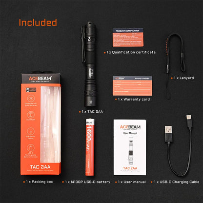 ACEBEAM TAC 2AA LED flashlight 1600 lumen