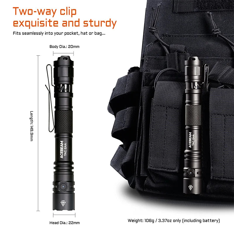 ACEBEAM TAC 2AA LED flashlight 1600 lumen